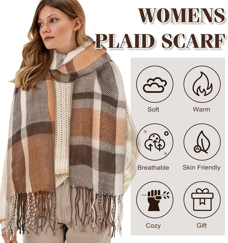 YSense Winter Scarf for Women, Fashion Long Plaid Scarves Warm Big Tartan Blanket Wrap Shawl Ladies Gifts - Image 3